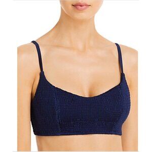 Peixoto Womens Jojo Smocked Bikini Swim Top Navy Size L